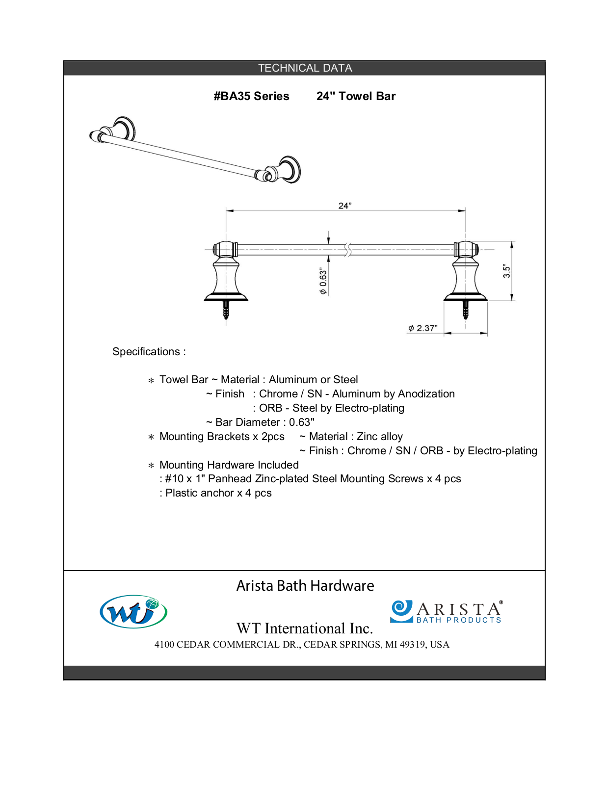 ARISTA WTIN1045 Specifications - ManualMachine.com