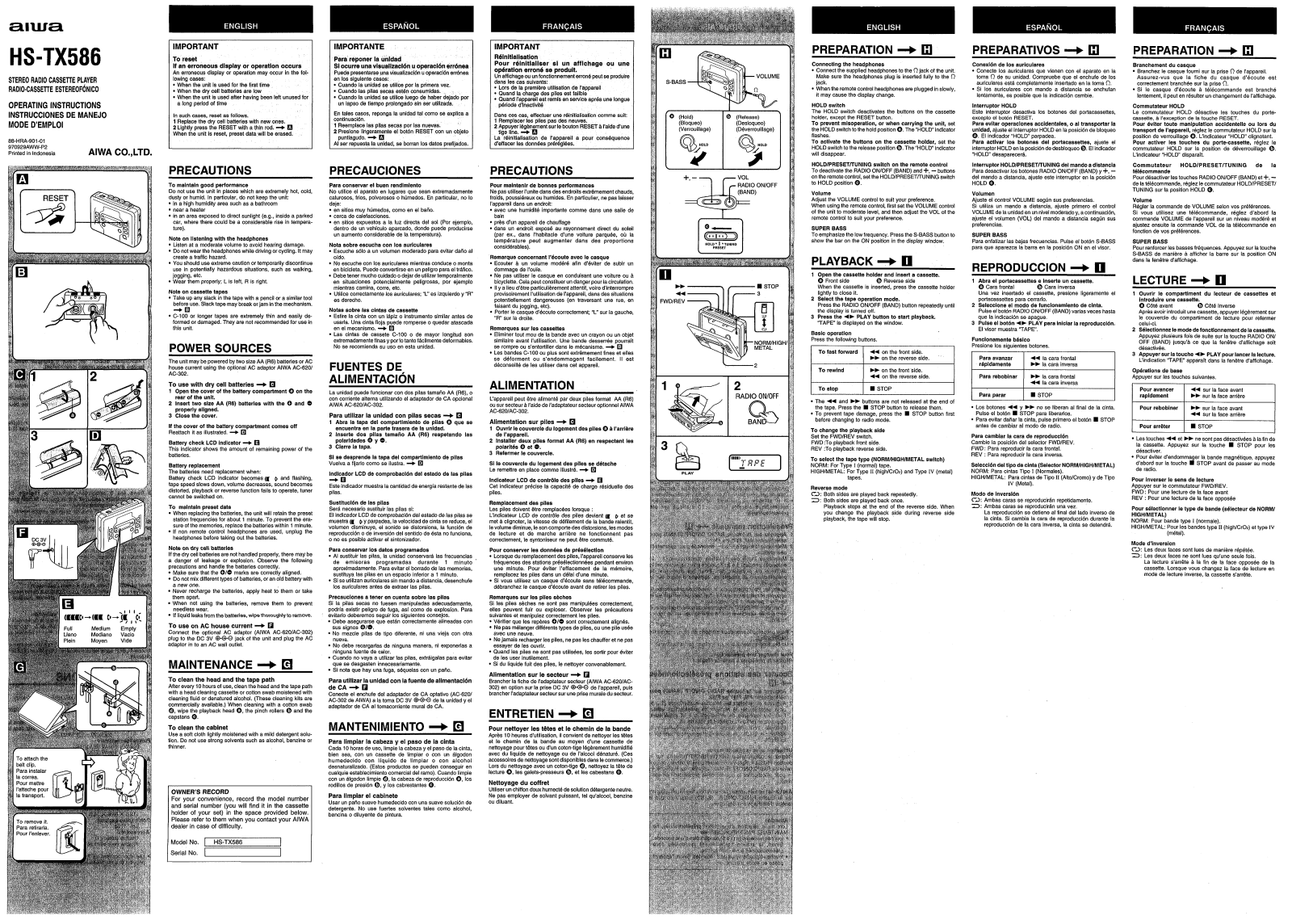 AIWA HS-TX586 Operating Instructions - ManualMachine.com