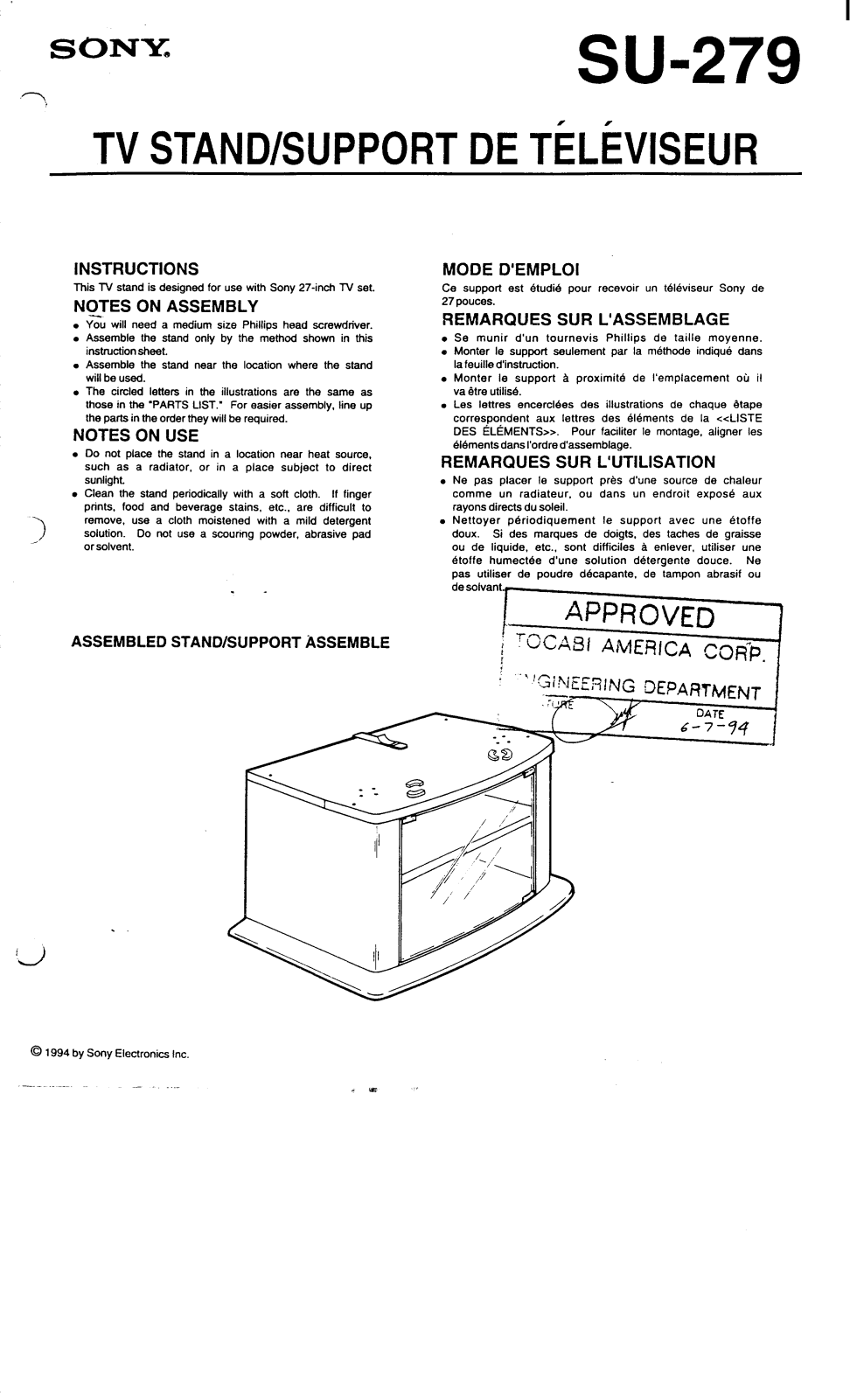 Sony SU279 User Manual