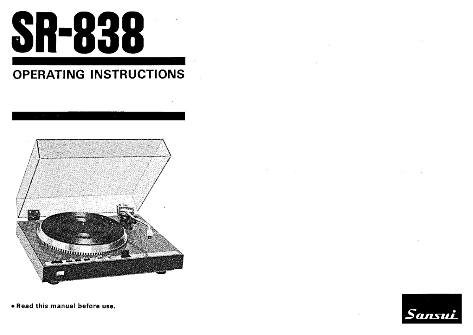 Sansui SR-838 Owners Manual