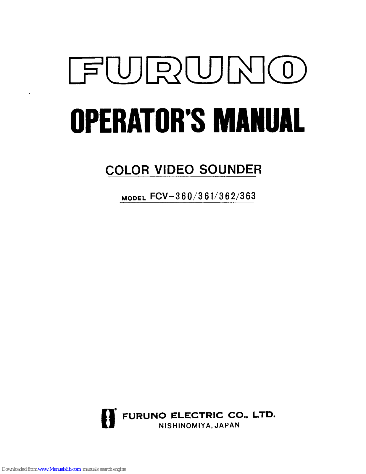 Furuno FCV-361, FCV-362, FCV-363 Operator's Manual - ManualMachine.com
