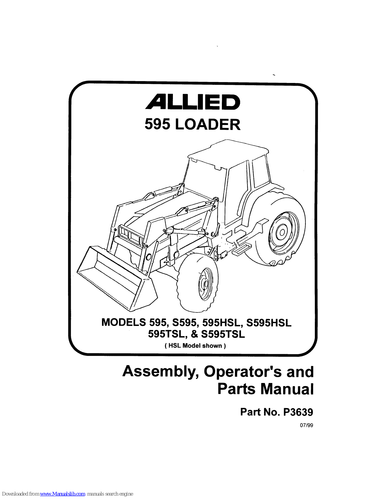 Buhler Allied 595, Allied S595, Allied 595HSL, Allied S595HSL, Allied 595TSL Assembly, Operator's And Parts Manual