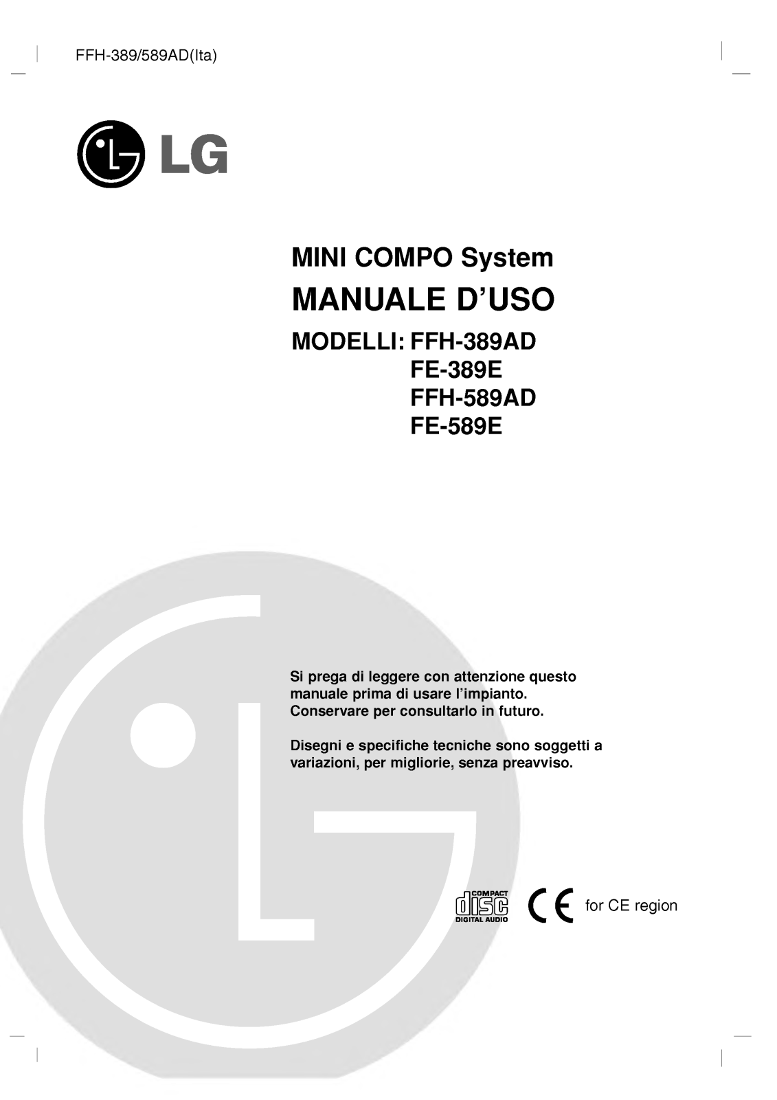 Lg FFH-389AD, FE-389E, ffh-589AD, FE-589E User Manual