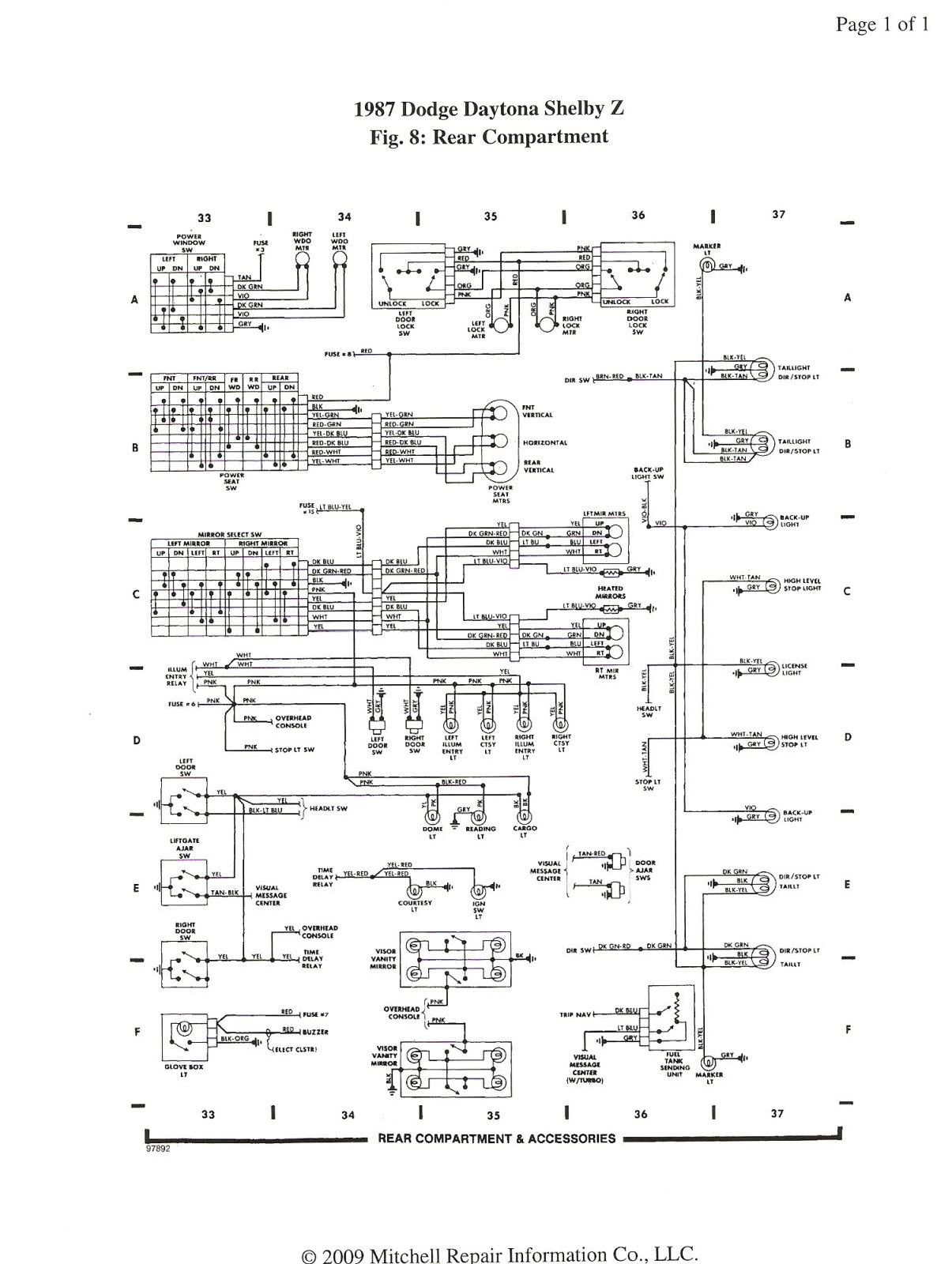 Dodge 1987   daytona schematic