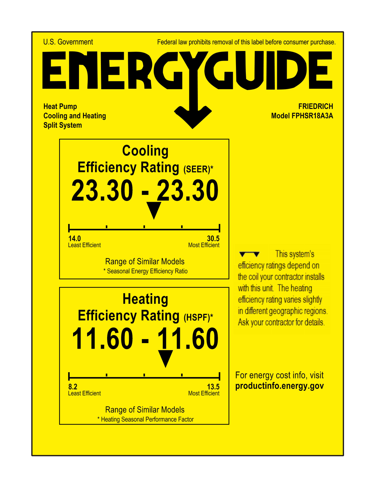 Friedrich FPHW183 Energy manual