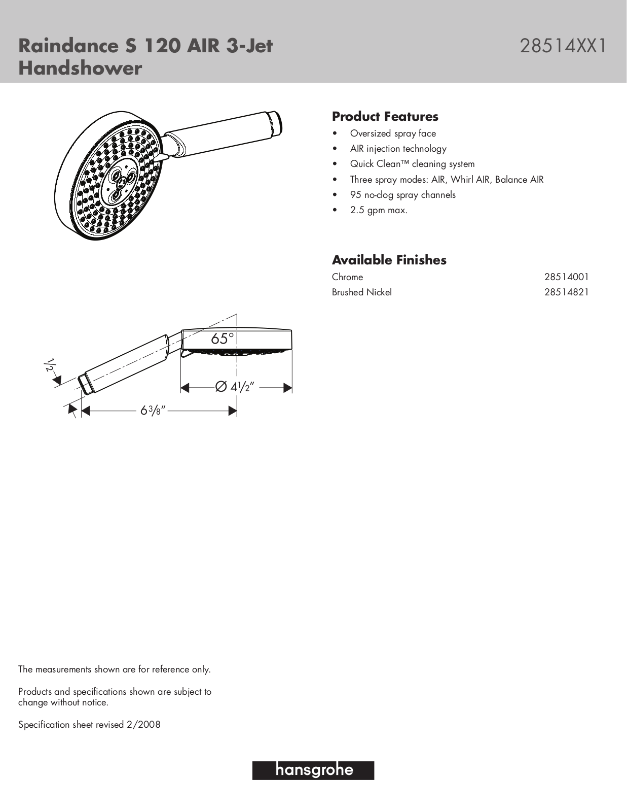 Hans Grohe 28514XX1 User Manual