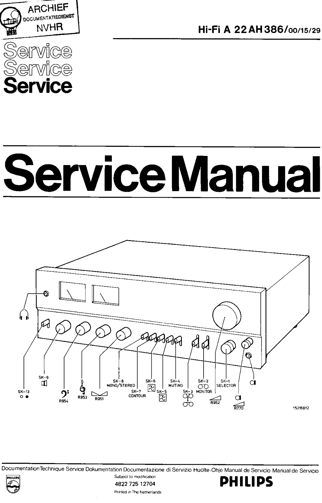 Philips 22-AH-386 Service Manual