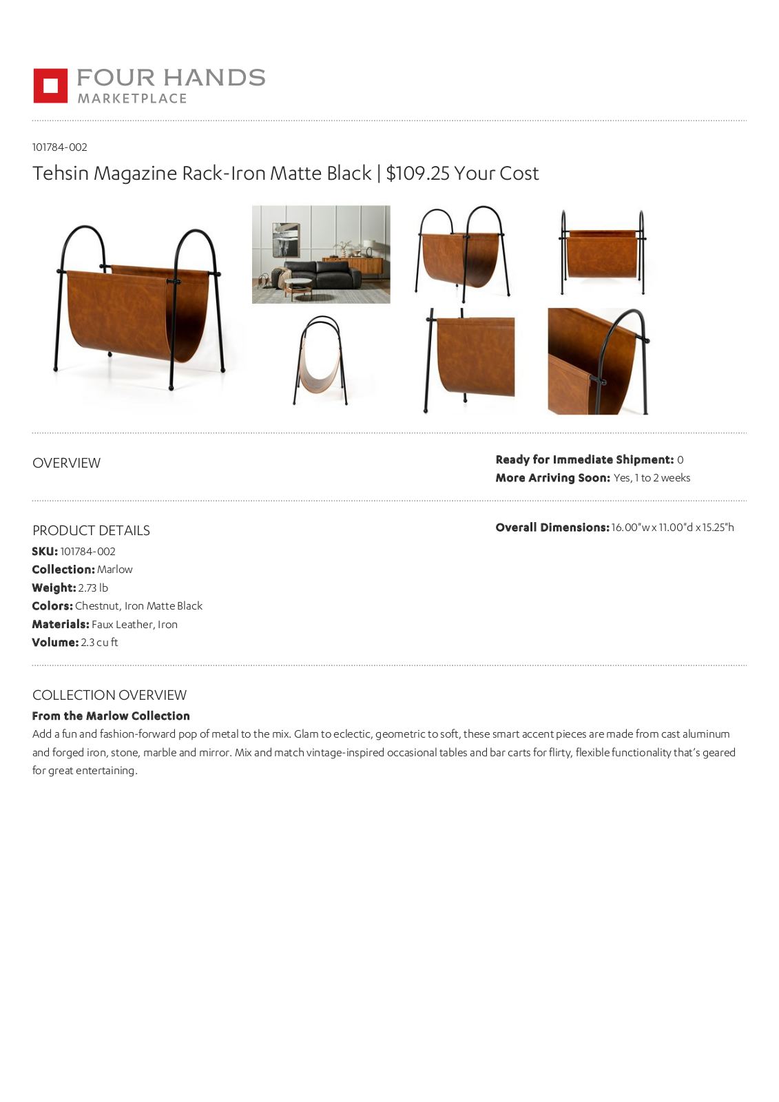 Four Hands W009104932 Specifications - ManualMachine.com