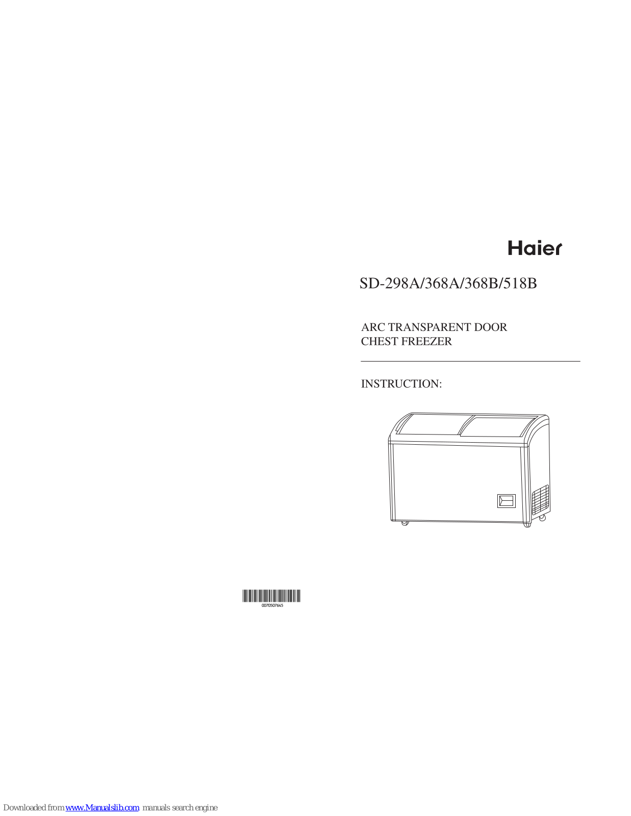 Haier SD-298A, SD-368A, SD-368B, SD-518B Instruction