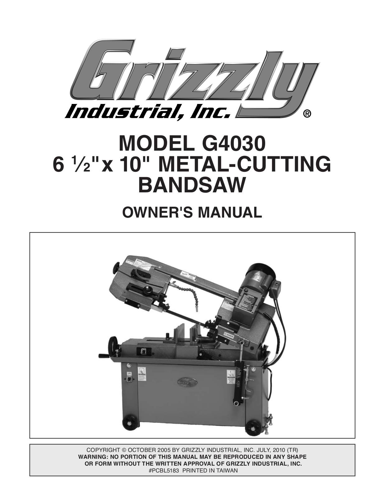 Grizzly G4030 User Manual