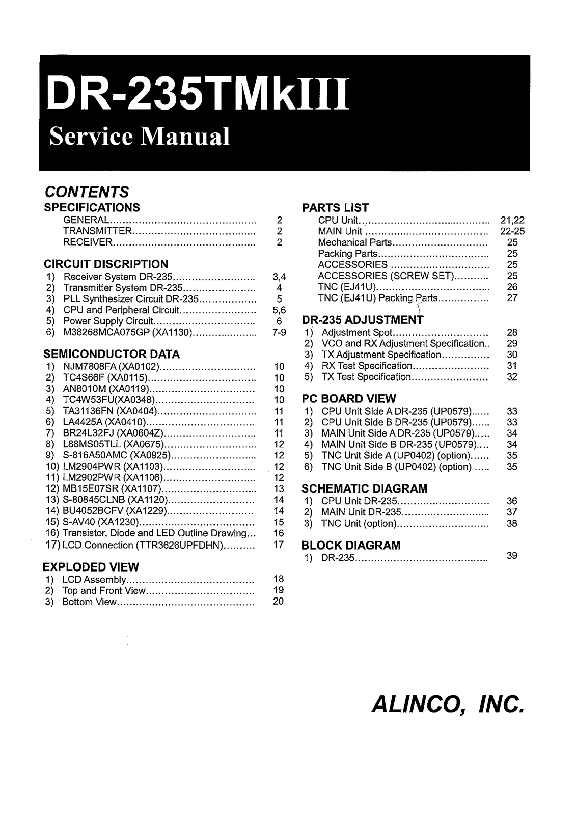 Alinco DR-235TMK3 Service Manual