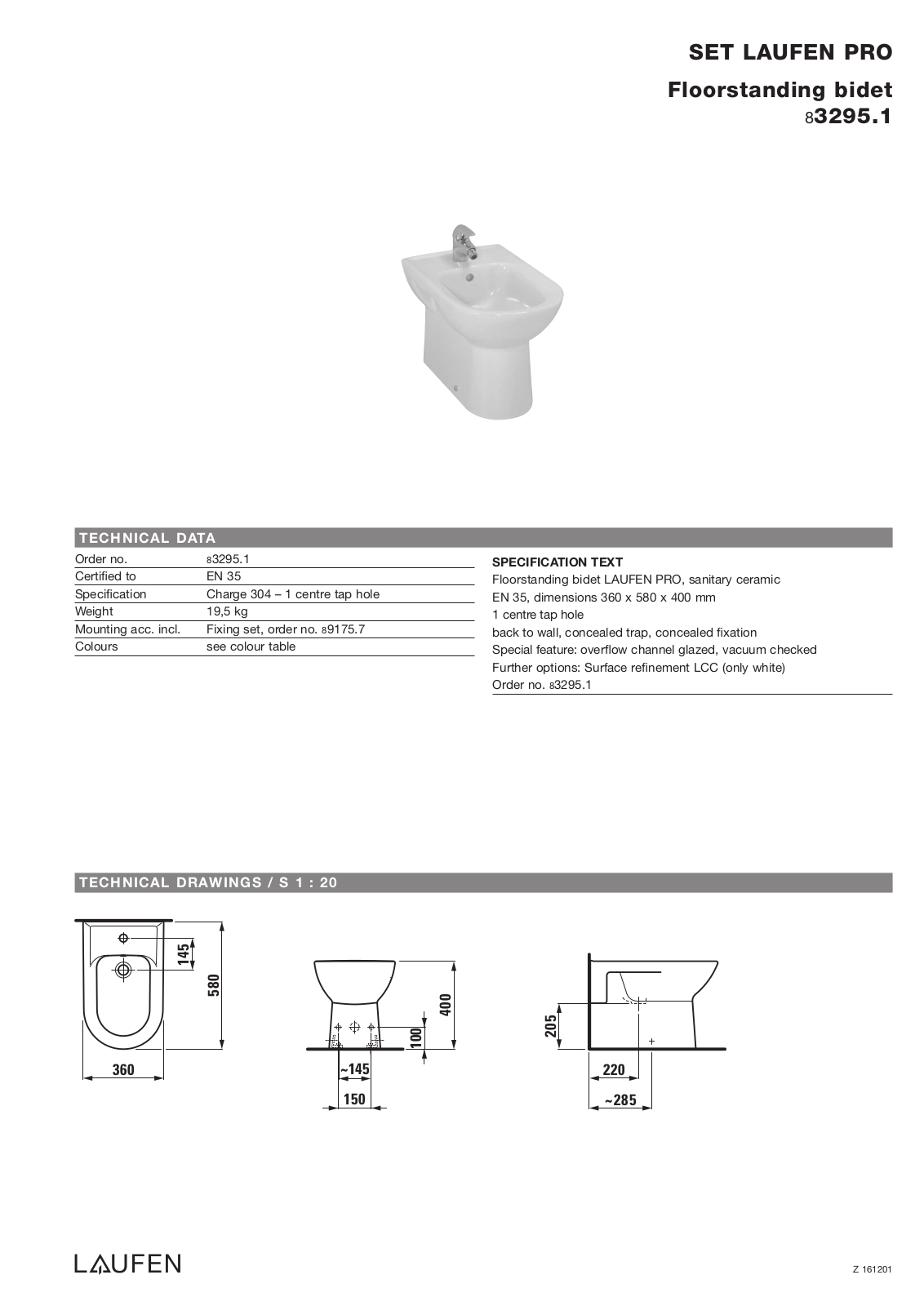 Laufen 8.3295.1 Datasheet - ManualMachine.com