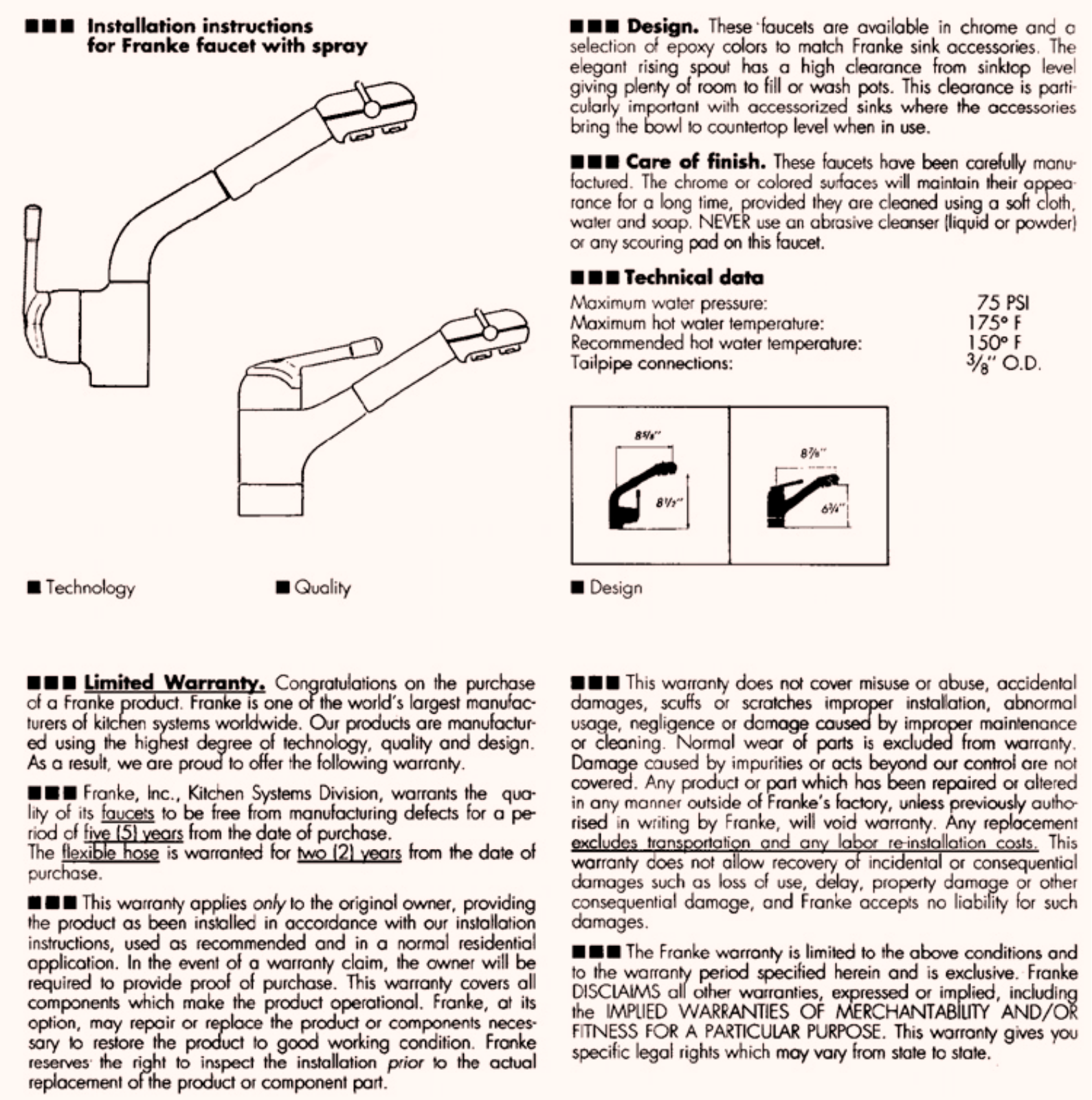 Franke Foodservice FF 600 Installation  Manual