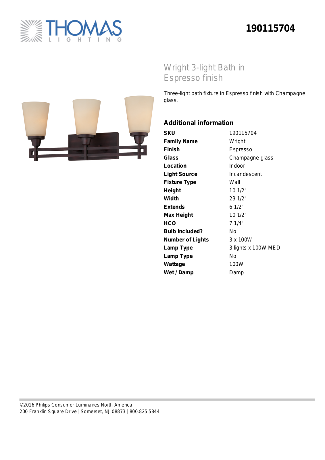 Thomas Lighting 190115704 User Manual - ManualMachine.com