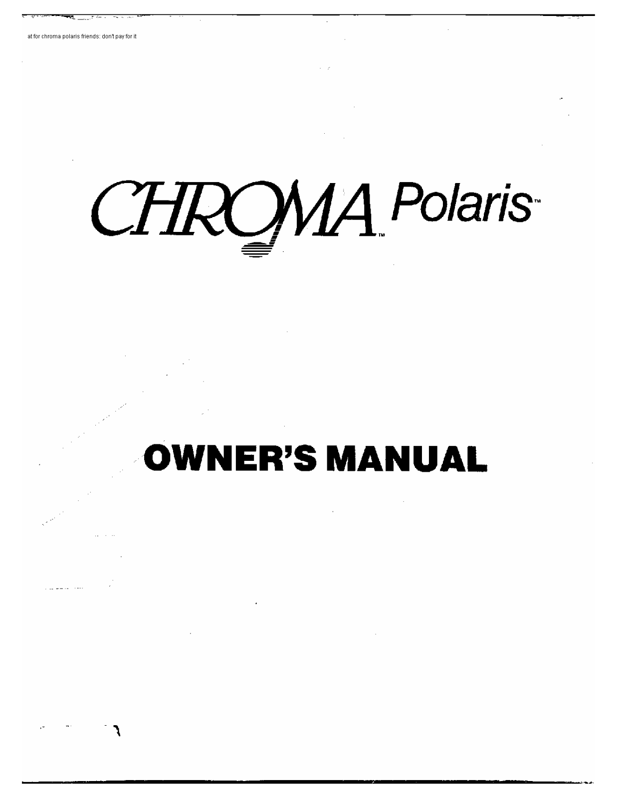 Fender Chroma Polaris Owner's Manual