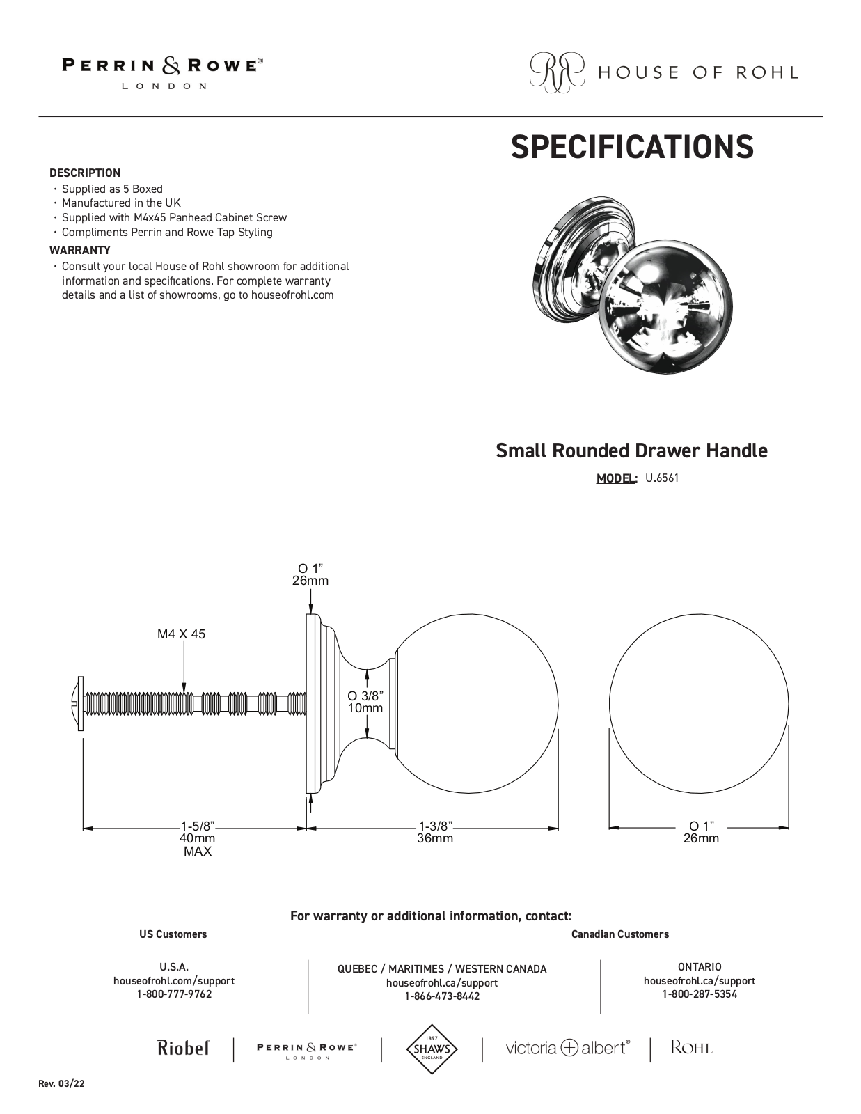 Perrin & Rowe PRWE1494 Specifications - ManualMachine.com