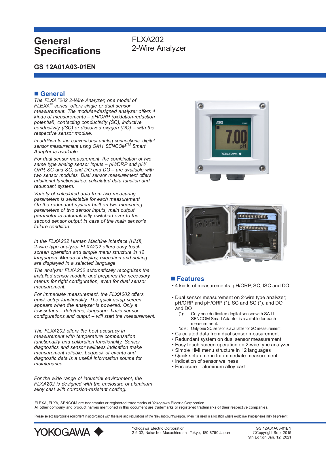 Yokogawa FLXA202 Specifications