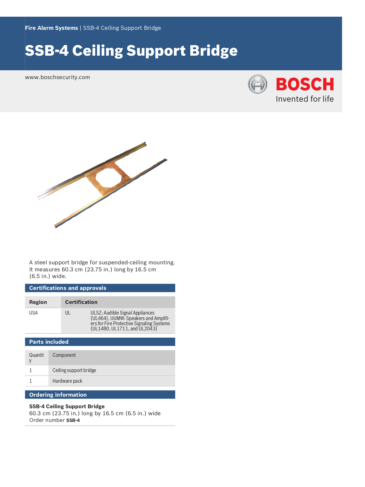 Bosch SSB-4 Specsheet