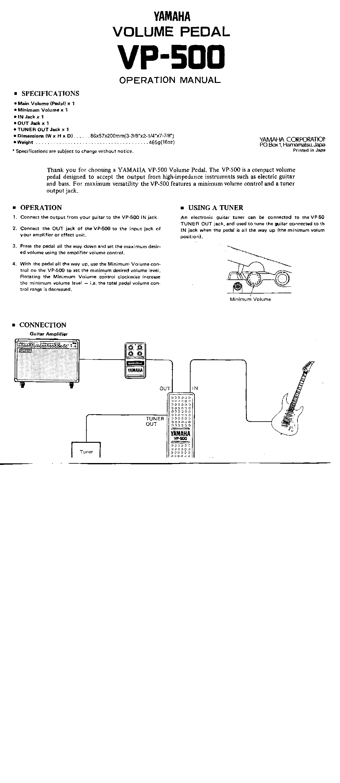 Yamaha VP500 User Manual