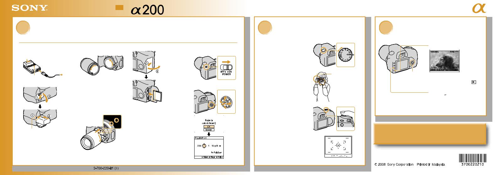 Sony DSLR-A200 Quick start guide