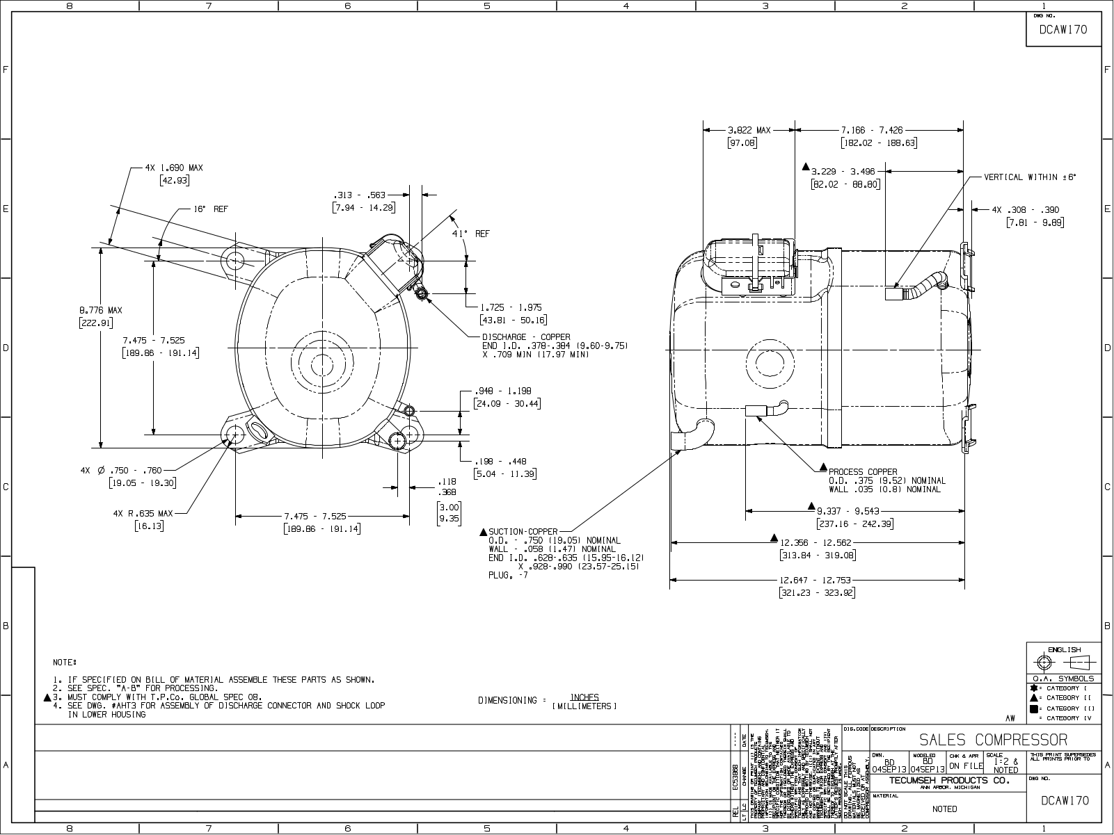 Tecumseh AWA2480ZXG Drawing Data