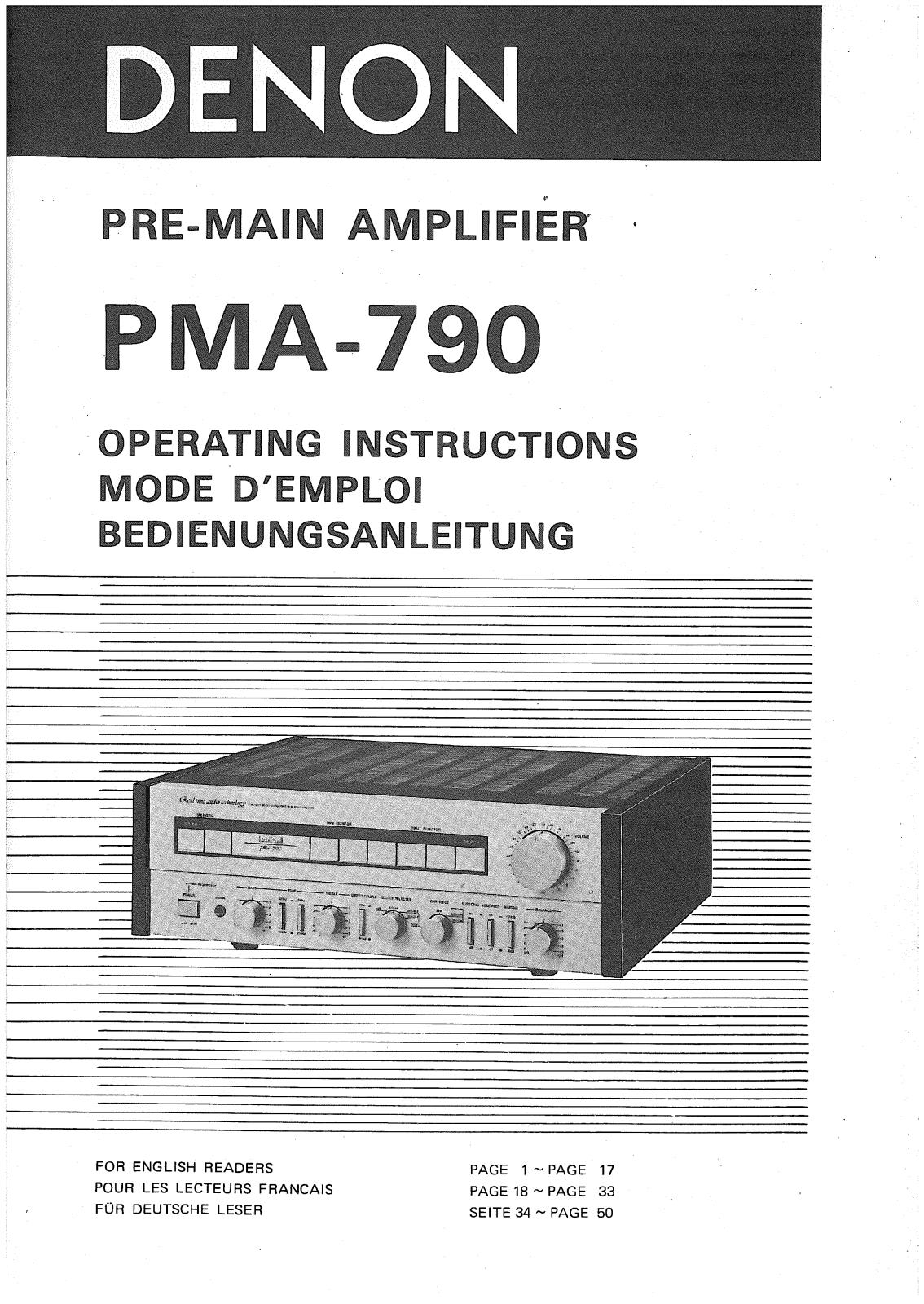 Denon PMA-790 Owner's Manual