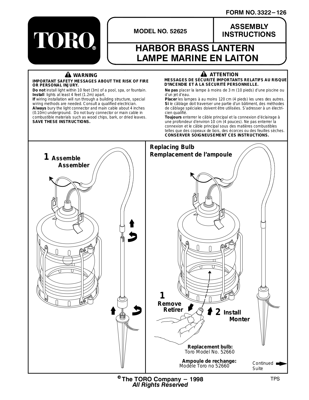 Toro 52625 Installation Instructions