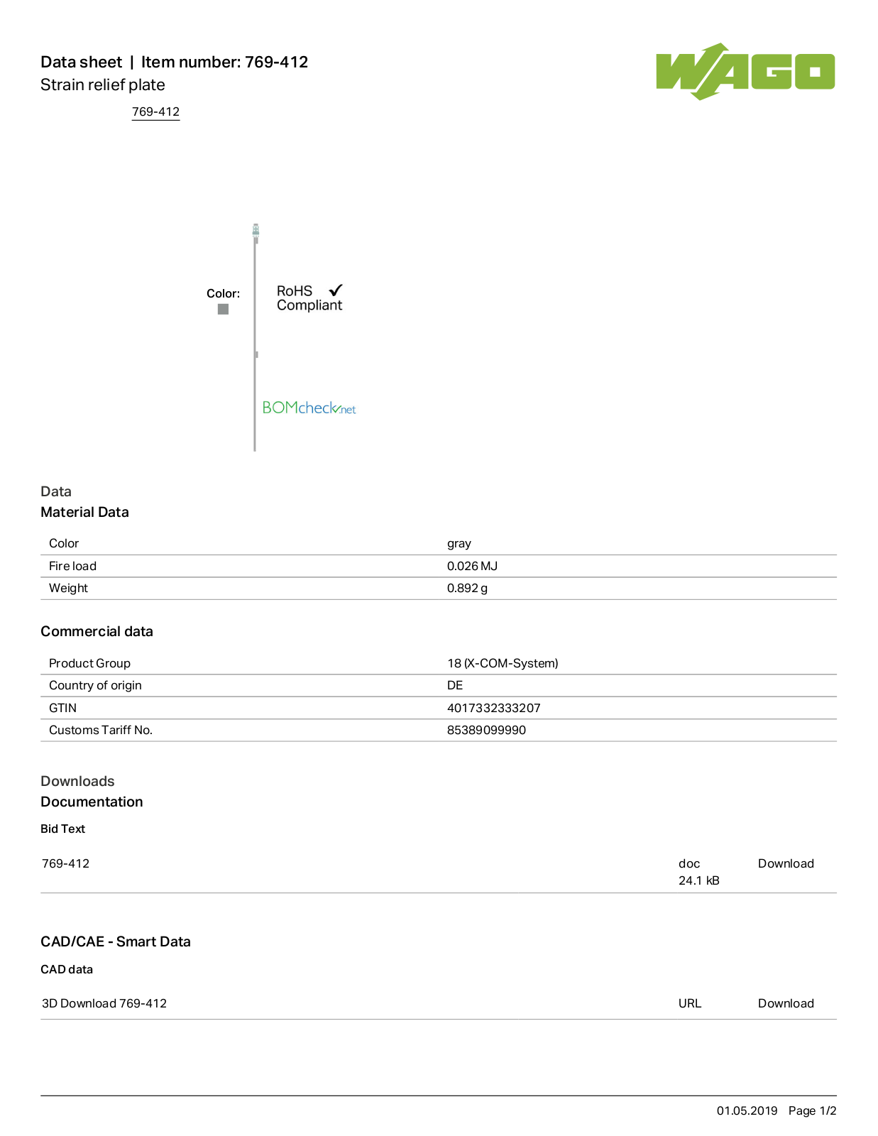 Wago 769-412 Data Sheet