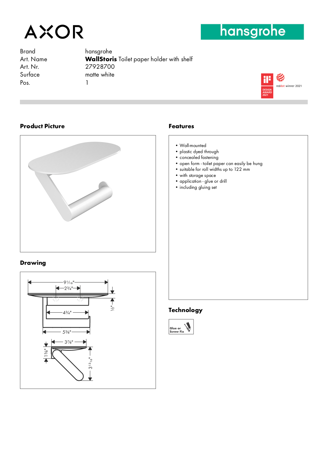 Hansgrohe GCDC2050 Specifications - ManualMachine.com