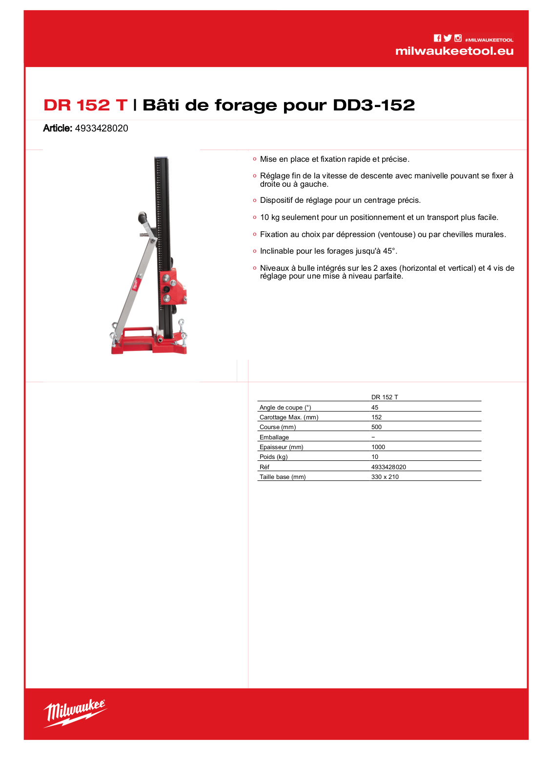 Milwaukee 4933428020, DR 152 T Specification - ManualMachine.com