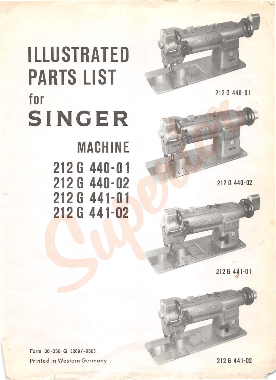 Singer 212G440-01, 212G440-02, 212G441-01, 212G441-02 Manual