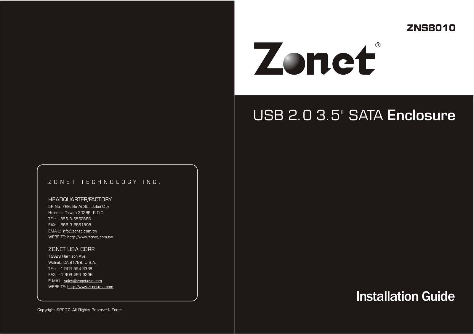 Zonet ZNS8010 INSTALLATION GUIDE