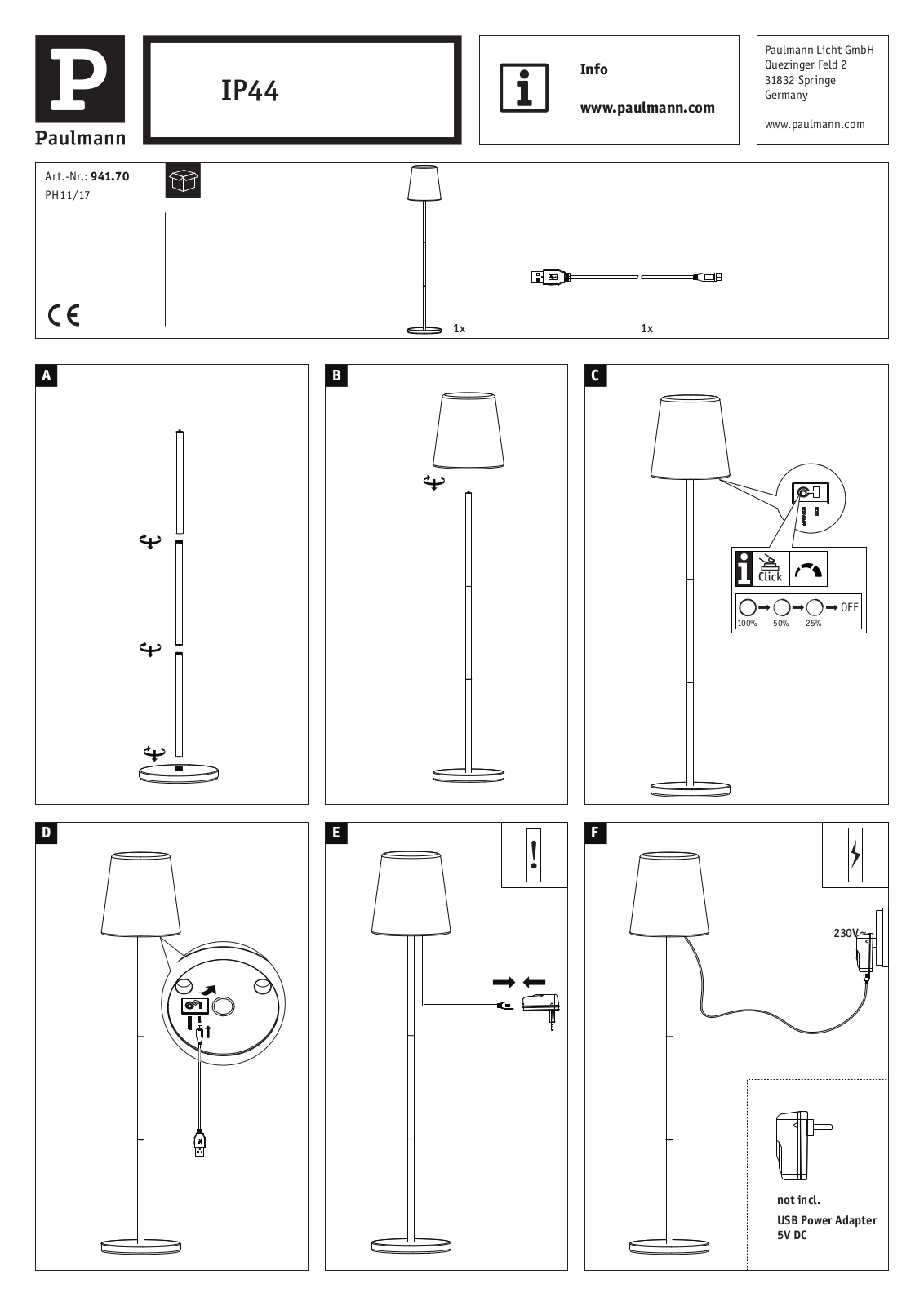 Paulmann 941.70 operation manual