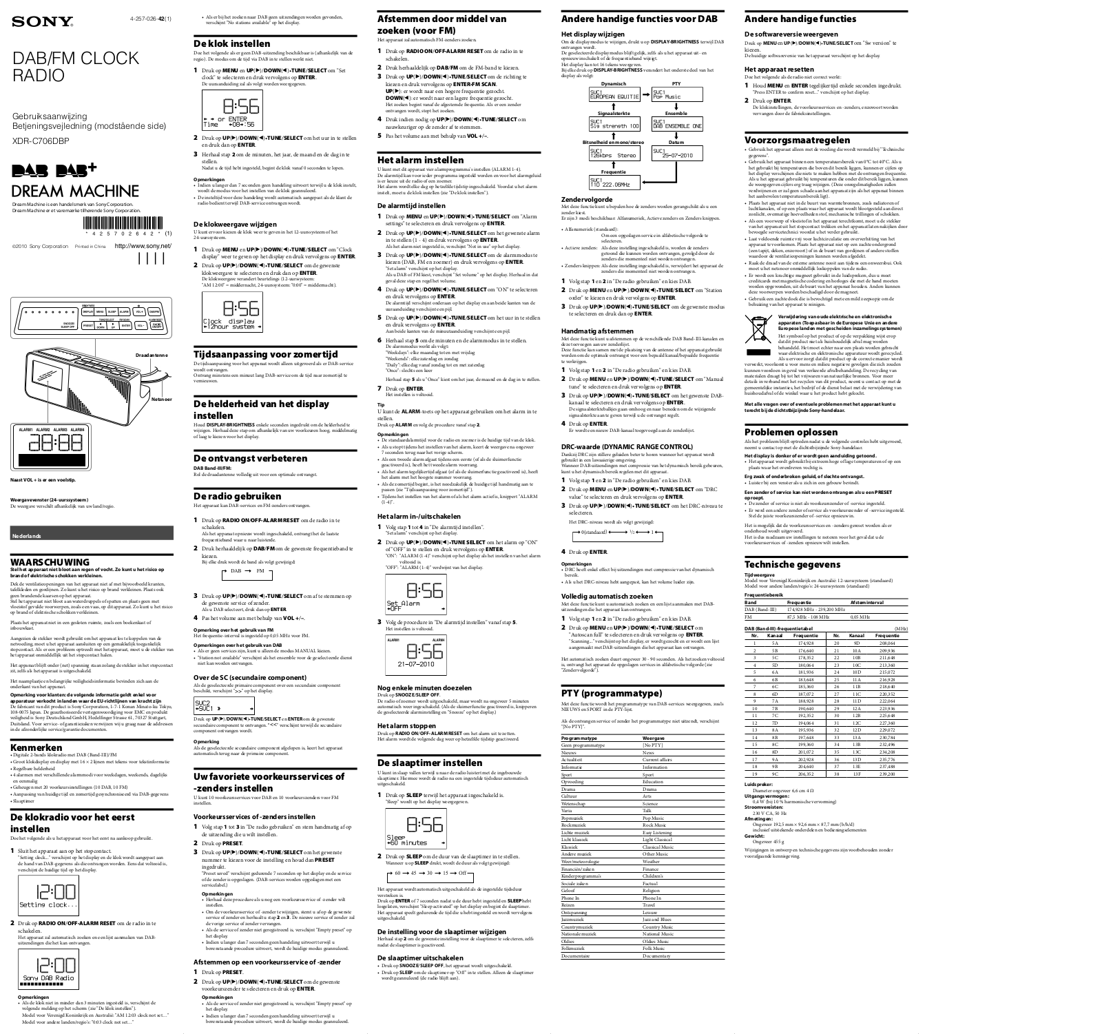 Sony XDR-C706DBP User Manual