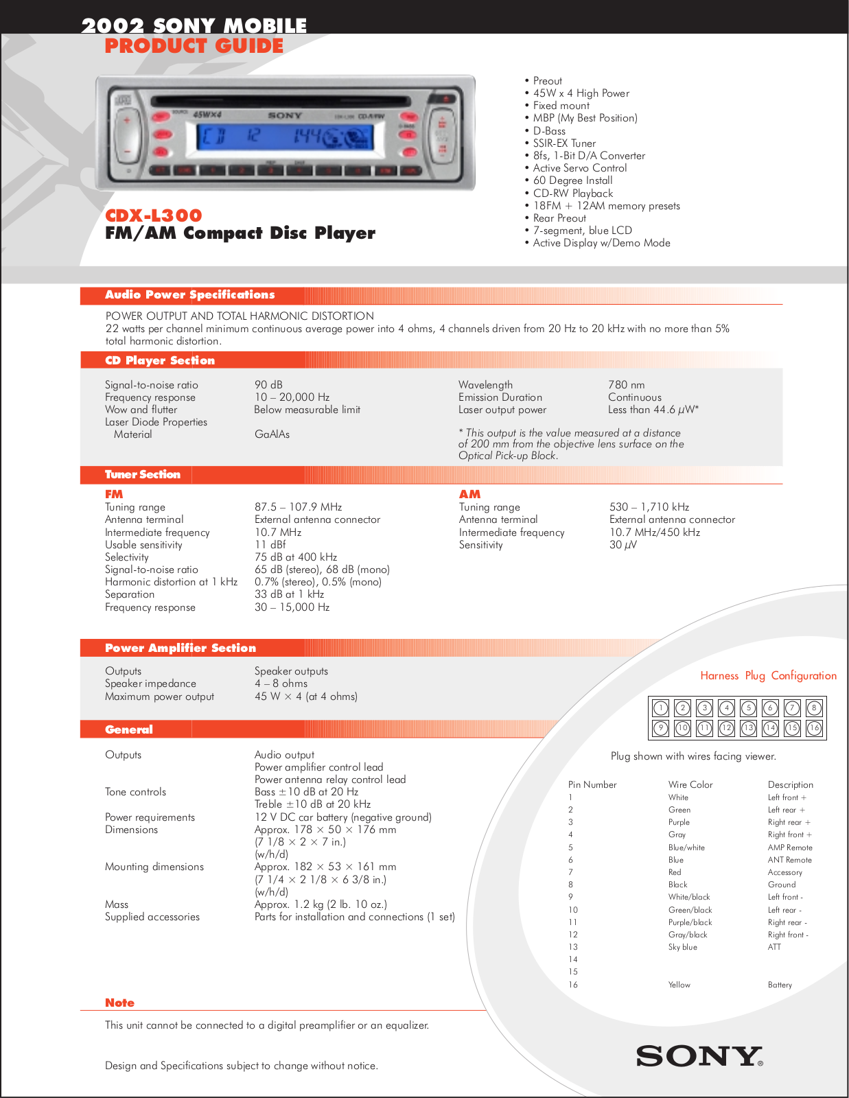 Sony CDX-L300 BROCHURE