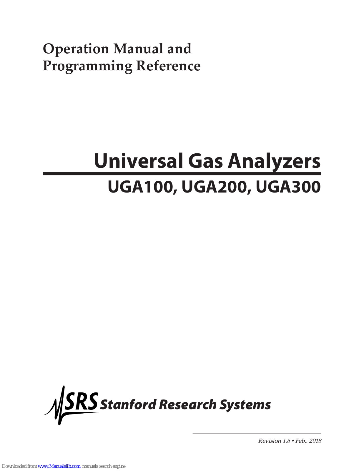 SRS Labs UGA100, UGA200, UGA300 Operation Manual And Programming Reference