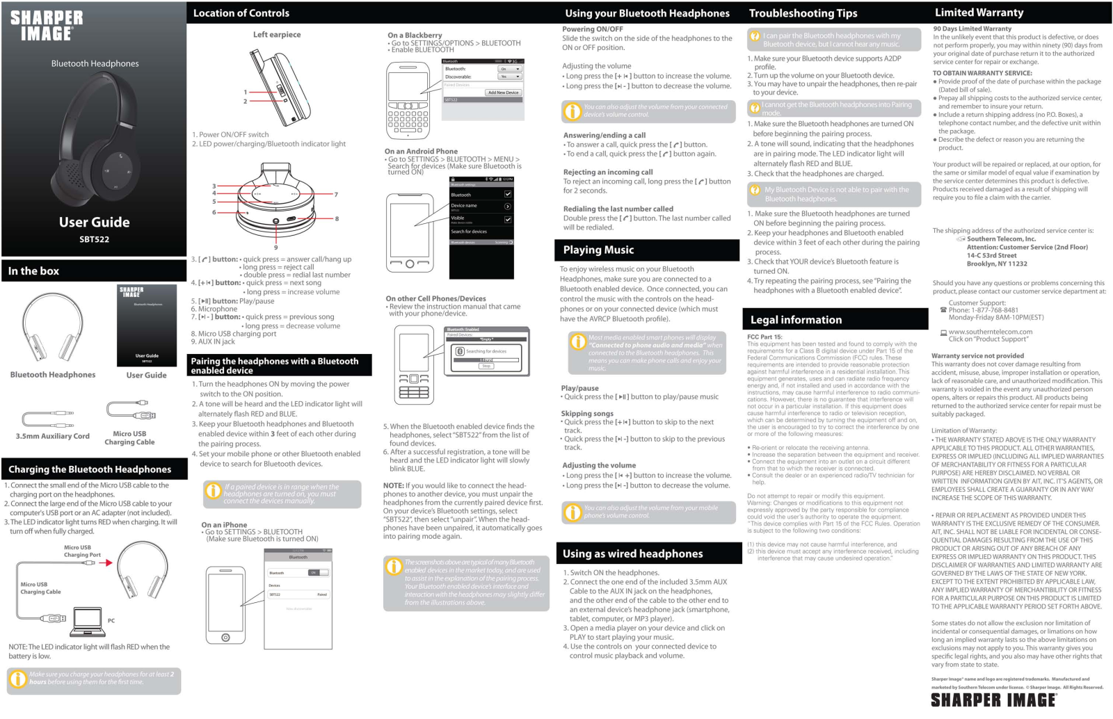 Sharper image SBT522 User Manual