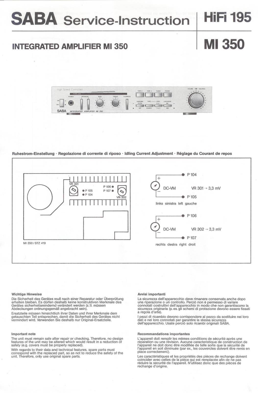 Saba MI-350 Service Manual