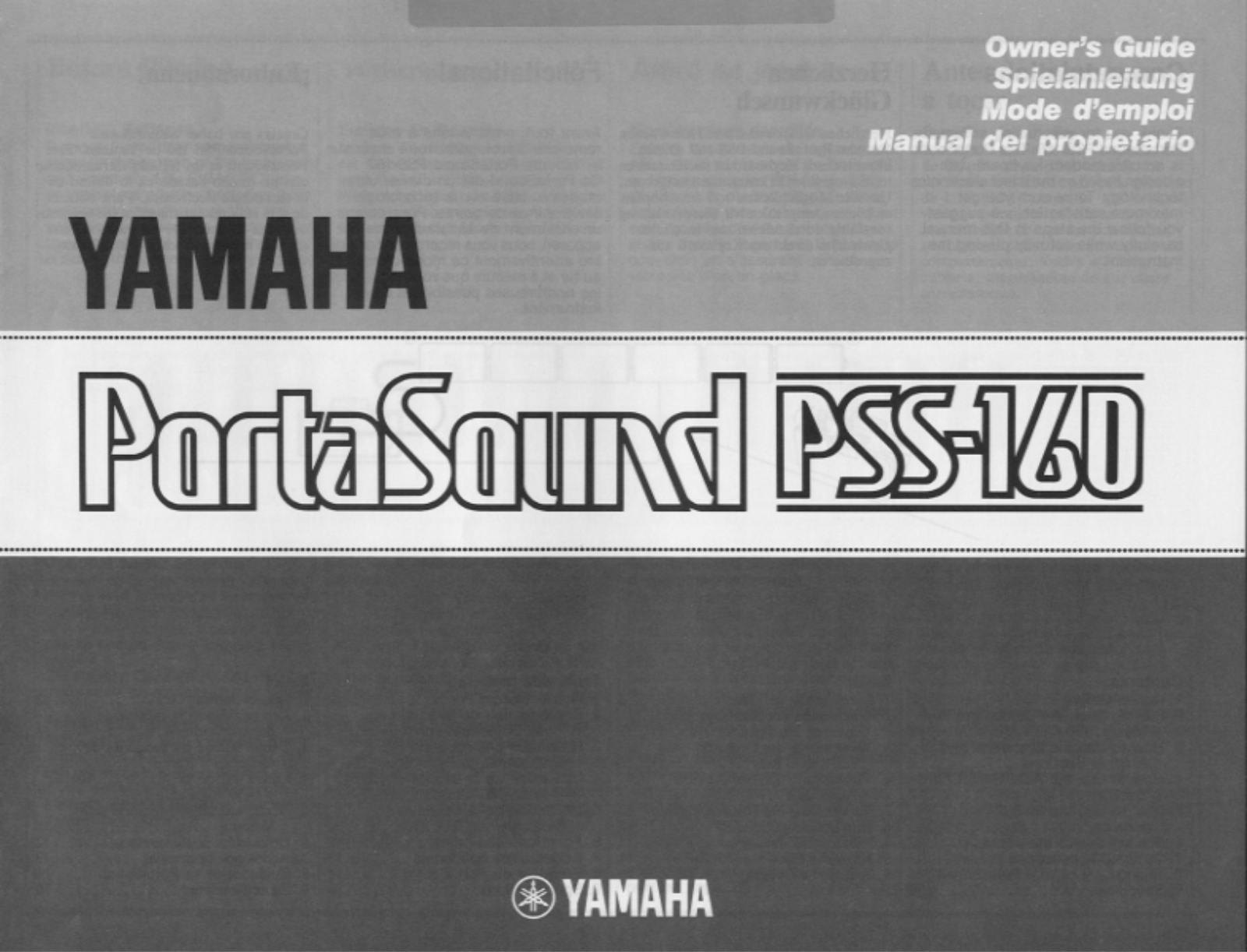 Yamaha PSS160E, PSS160 User Manual