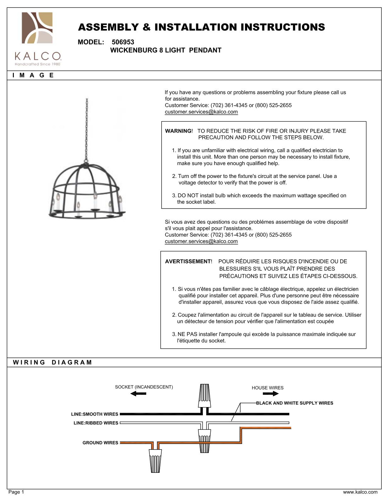 Kalco 506953BI Assembly Guide