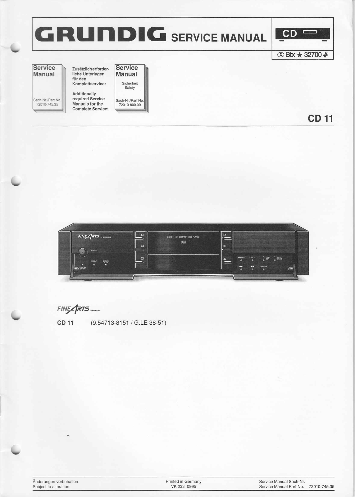 Grundig CD-11 Service Manual