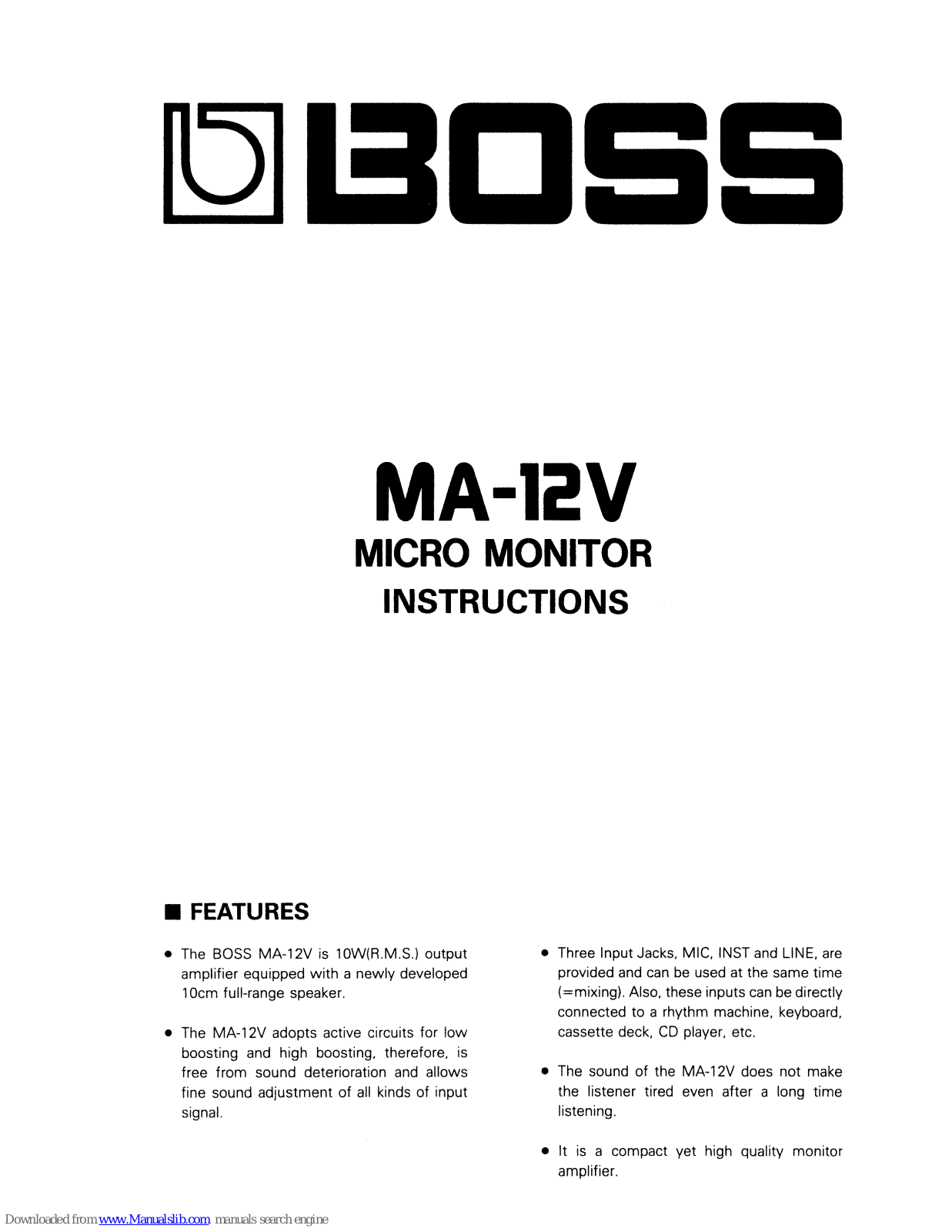 Boss MA-12V Instructions Manual