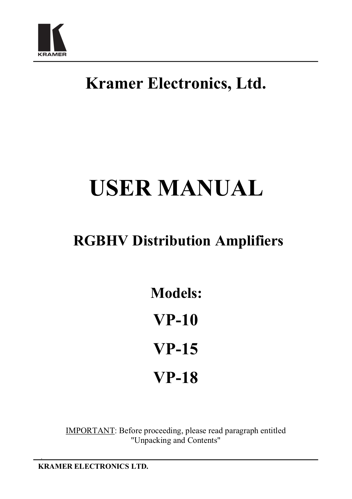 KRAMER VP-15 vp-18.pdf - ManualMachine.com