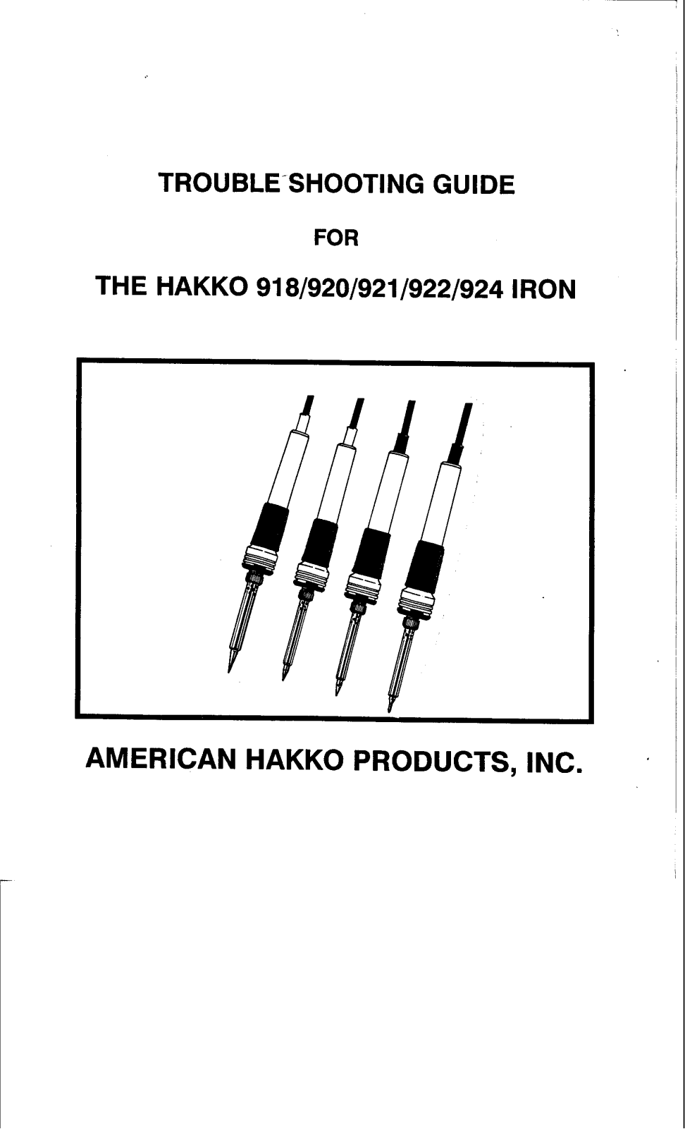 Hakko 924, 922, 921, 920, 918 User Manual