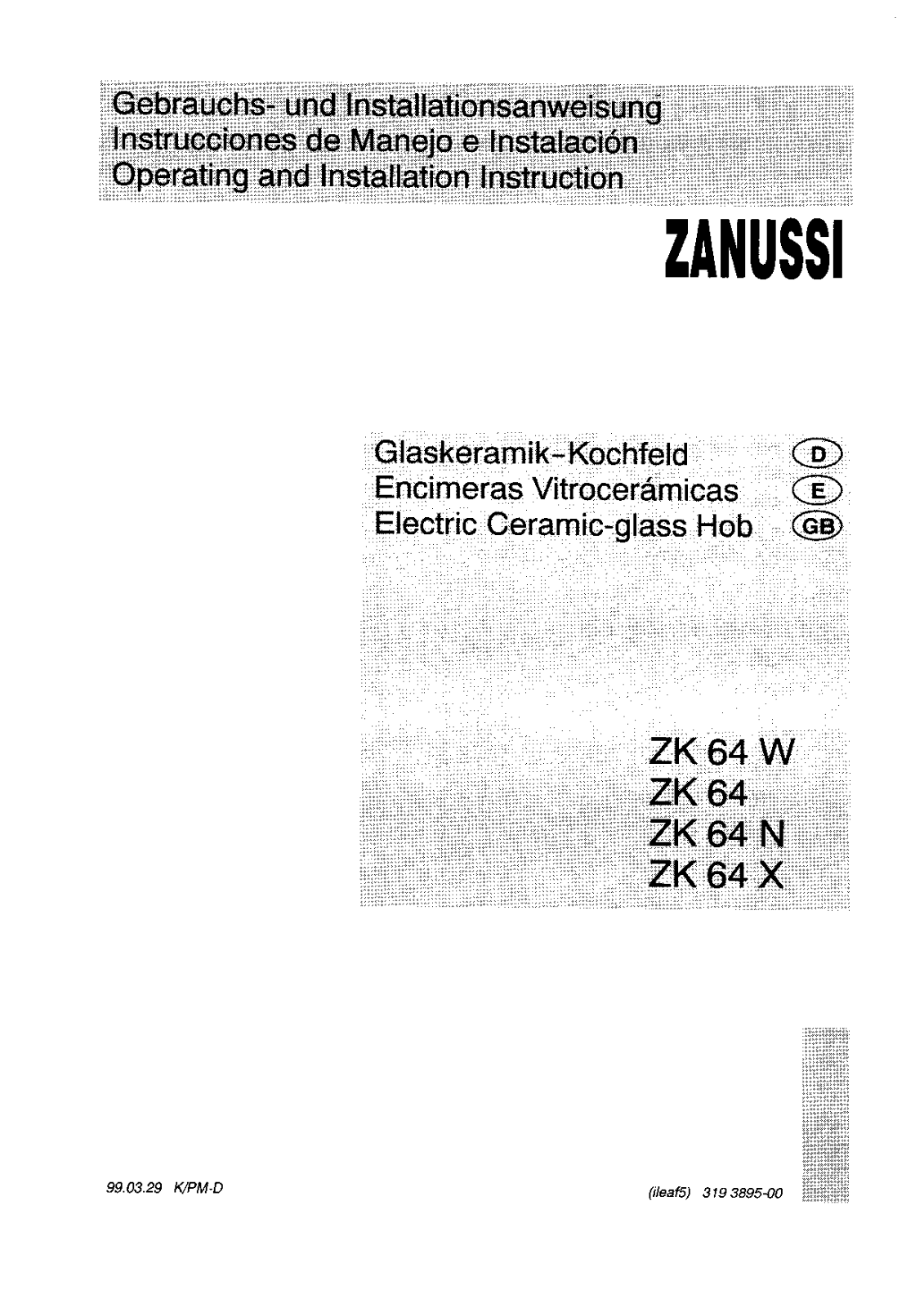 Zanussi ZK64B, ZK64N User Manual