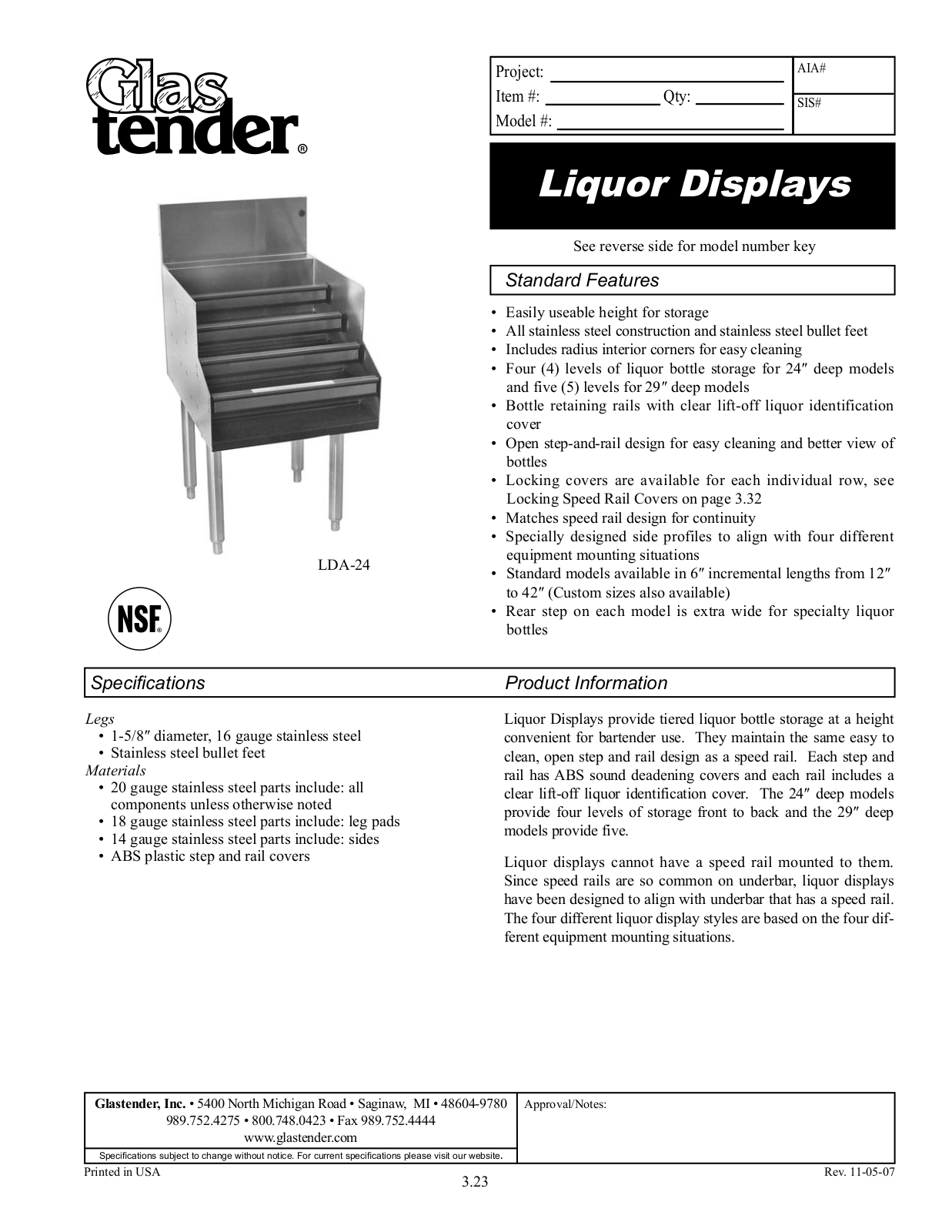 Glastender LDA-24 User Manual