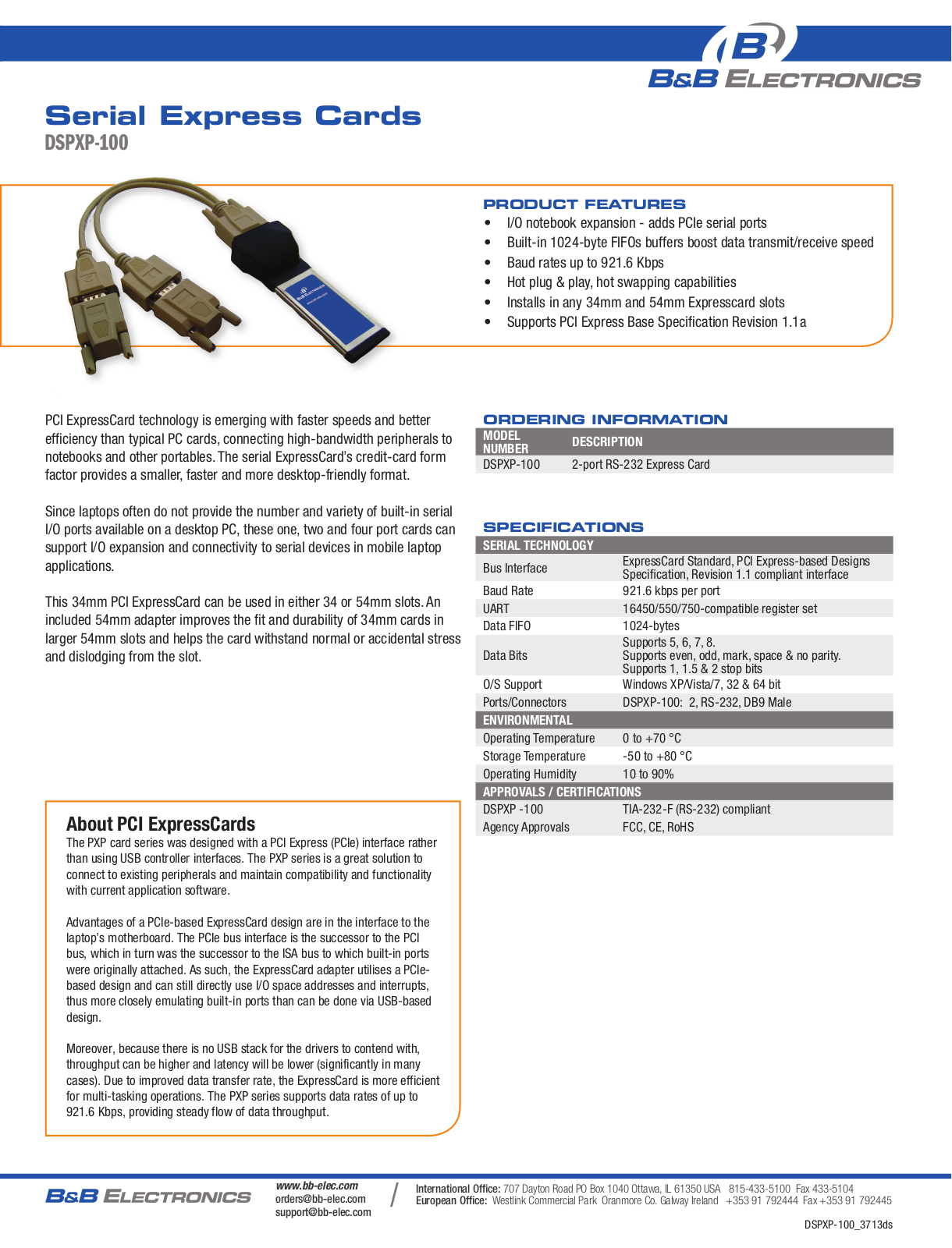 B&B Electronics DSPXP-100 Datasheet