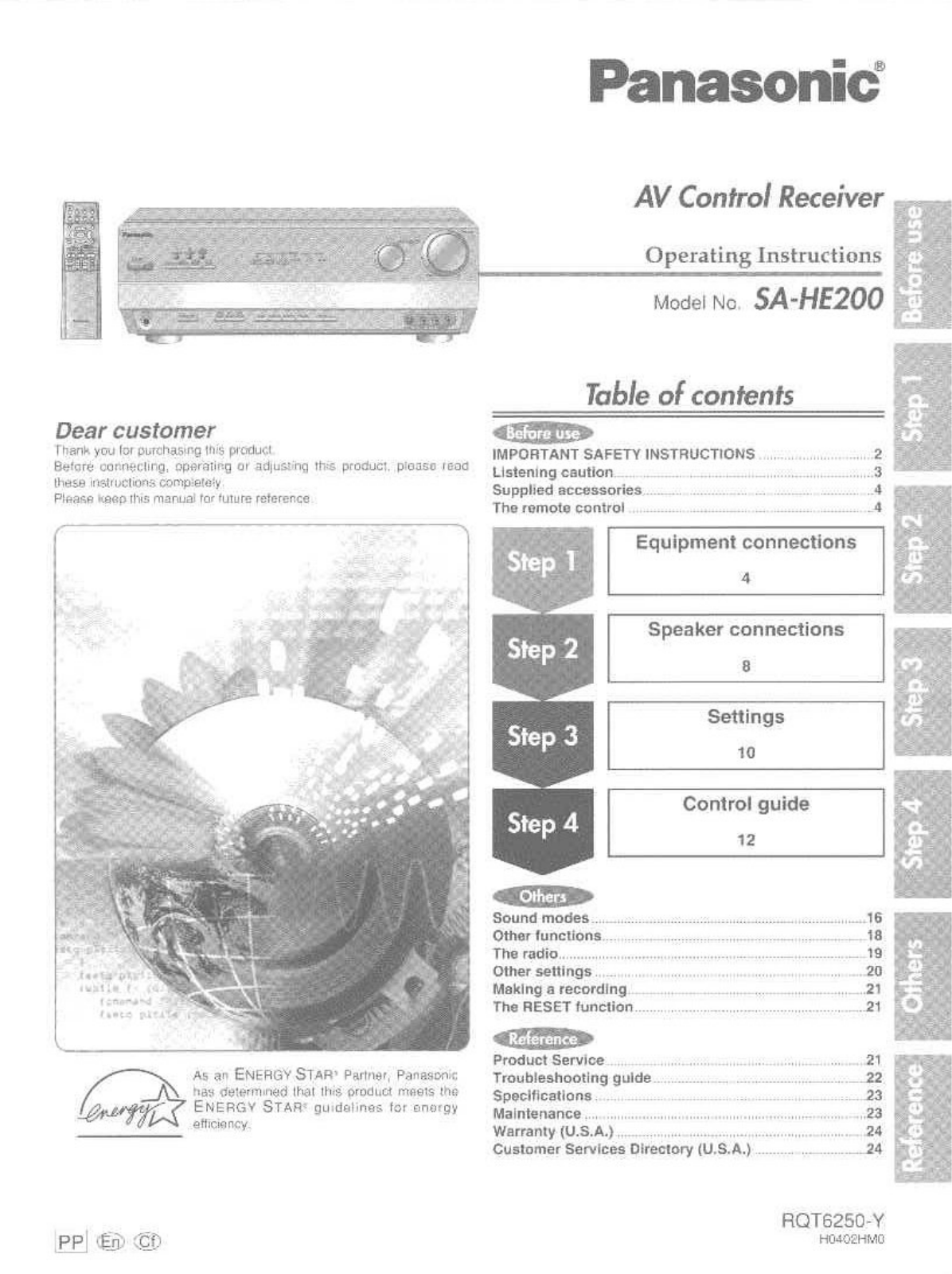 Panasonic SAHE200S, SA-HE200 User Manual