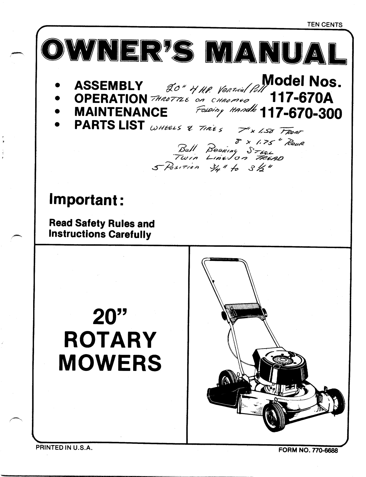 Bolens 117-670A User Manual