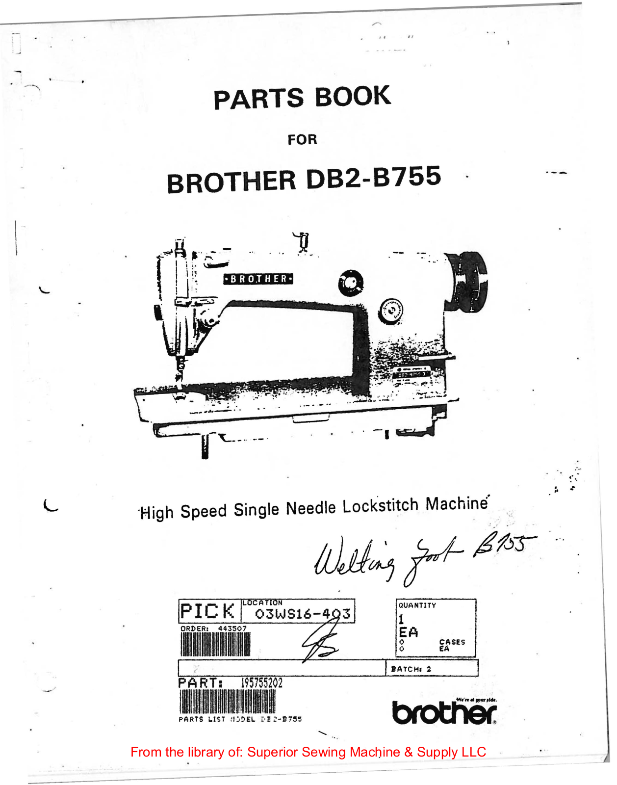 Brother DB2-B755 Manual